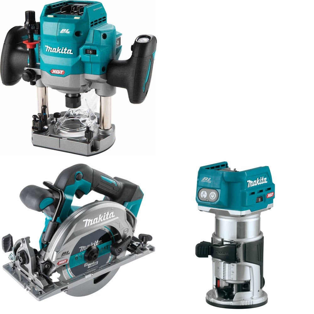 Makita GPR01Z Plunge Router Kit W/ GSH05Z 6-1/2" Circular Saw and FREE GTR01Z