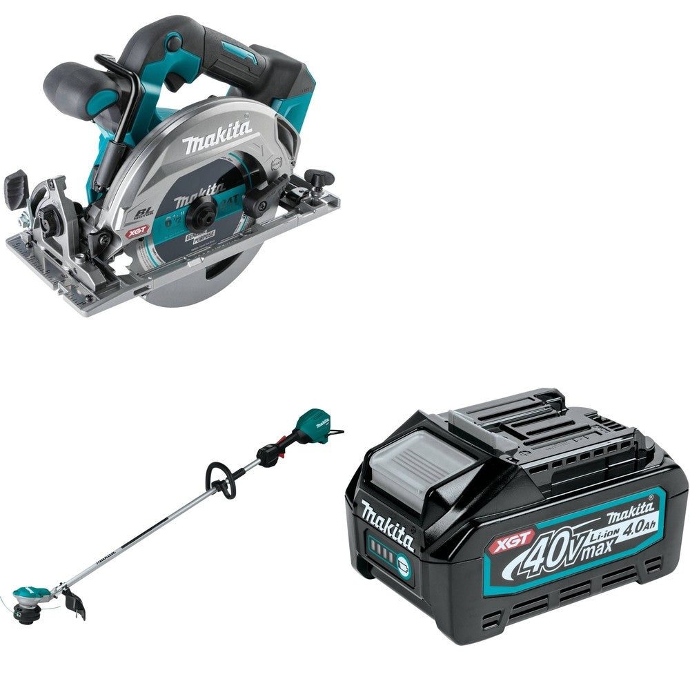 Makita GRU01Z 40V max XGT 15" String Trimmer W/ GSH05Z 6-1/2" Circular and BL4040 4.0Ah Battery
