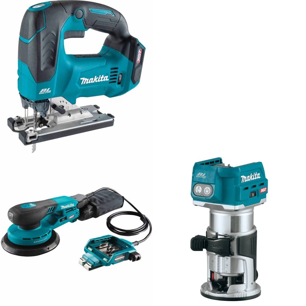 Makita GVJ02Z Jig Saw Kit W/ GOB01CZ 6" Sander and FREE GTR01Z Router