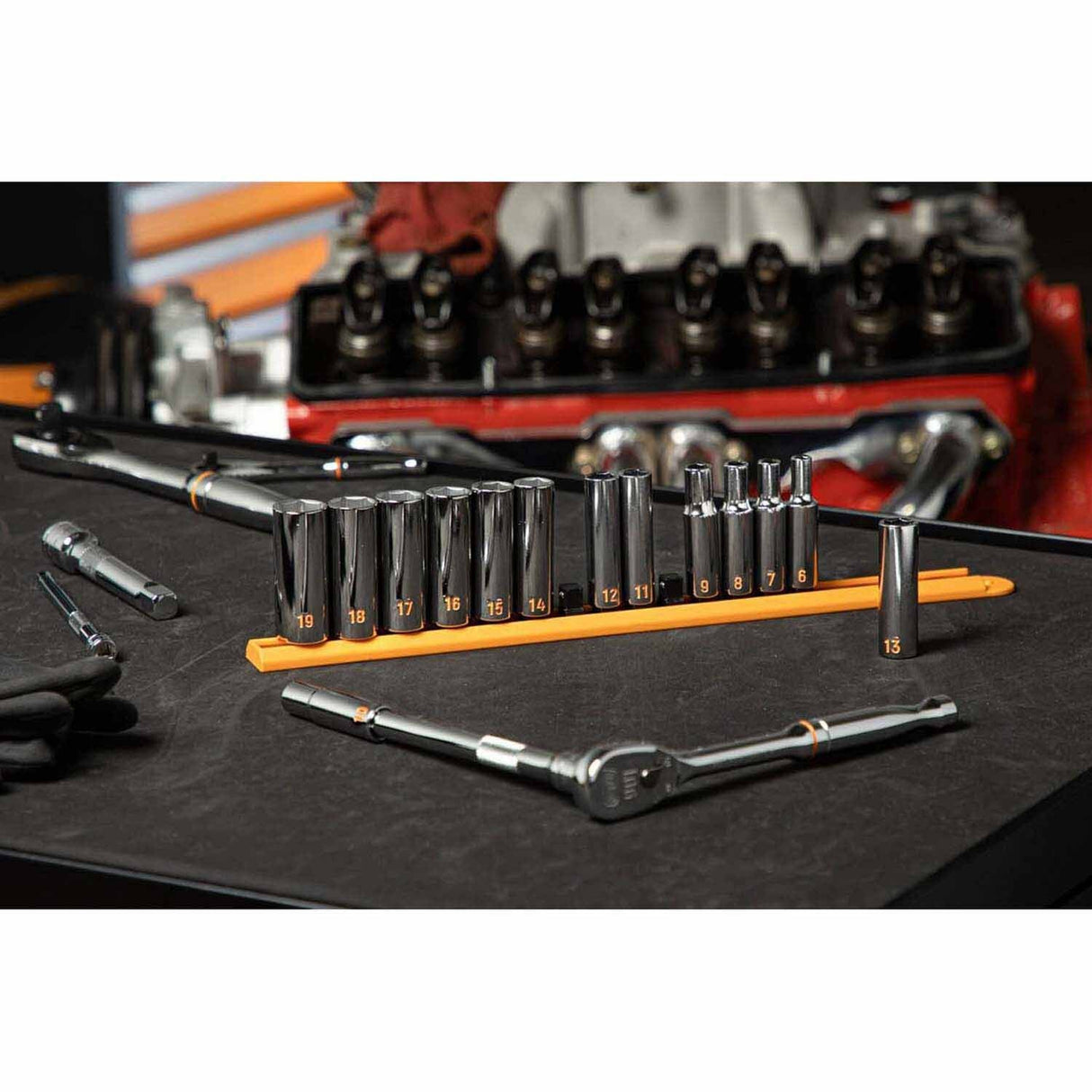 GearWrench 80554H 14 Piece 3/8" Drive 6 Point Metric Hi-Viz Deep Socket Set - 7