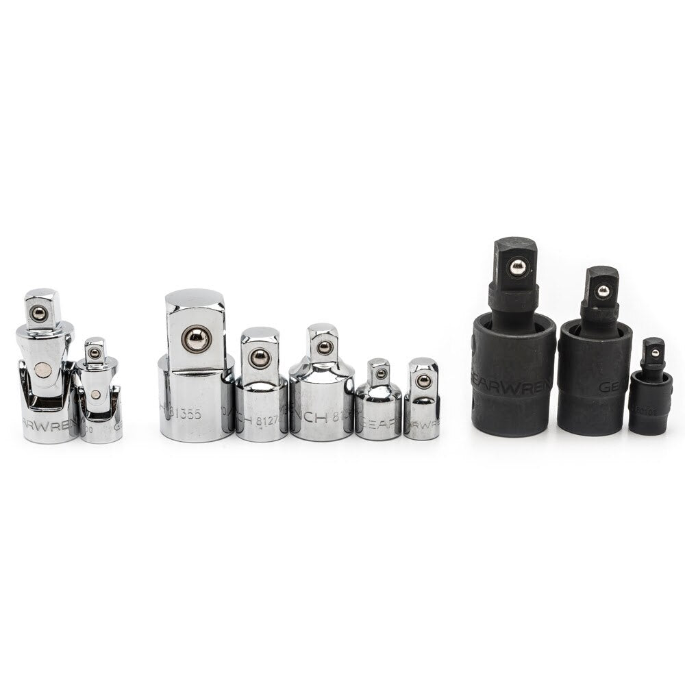 GearWrench 81205 10 Pc. 1/4", 3/8" & 1/2" Drive Universal Joint and Adapter Set
