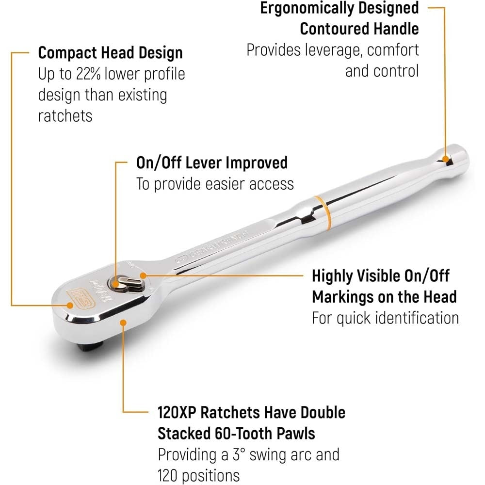 GearWrench 81215XP 3/8" Drive FlexHead Ratchet TearDrop 120XP FP - 2