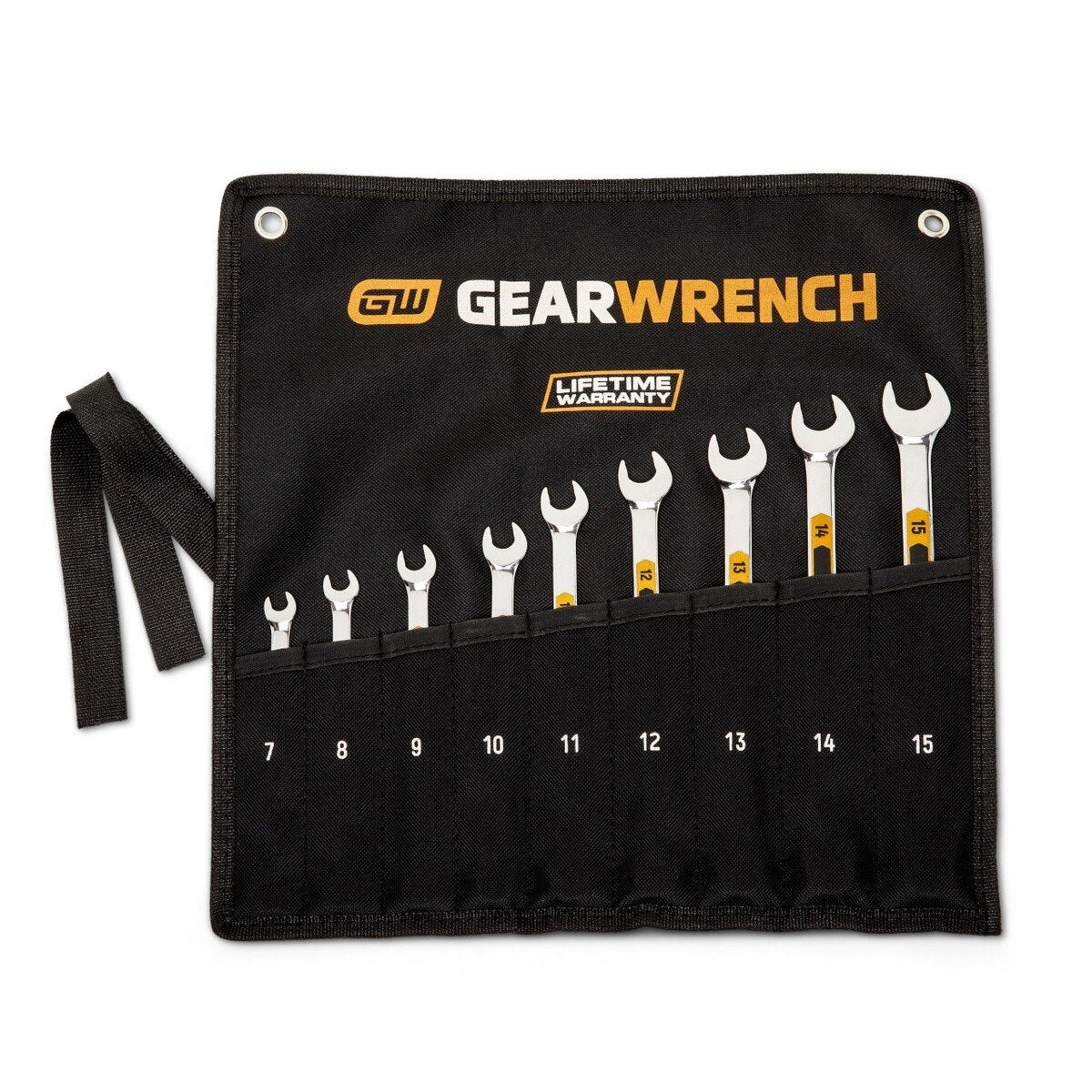 GearWrench 81932H 12 Point Metric Hi-Viz Long Pattern Combination Wrench Set with Tool Roll (9 Piece) - 5