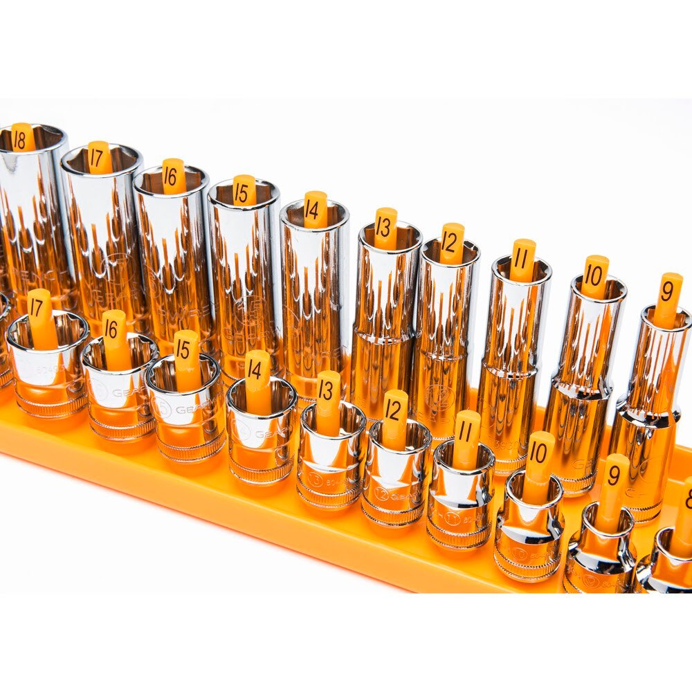 GearWrench 83119 3-Piece 1/4", 3/8" & 1/2" Drive Orange Metric Socket Storage Tray Set - 2