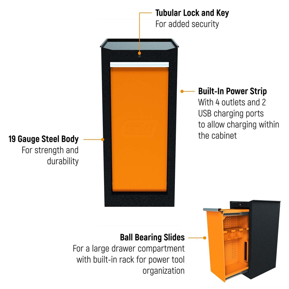 GearWrench 83247SL 15 in. Side Locker for 52 in. Rolling Tool Cabinet System with Built-In Power Strip - 2