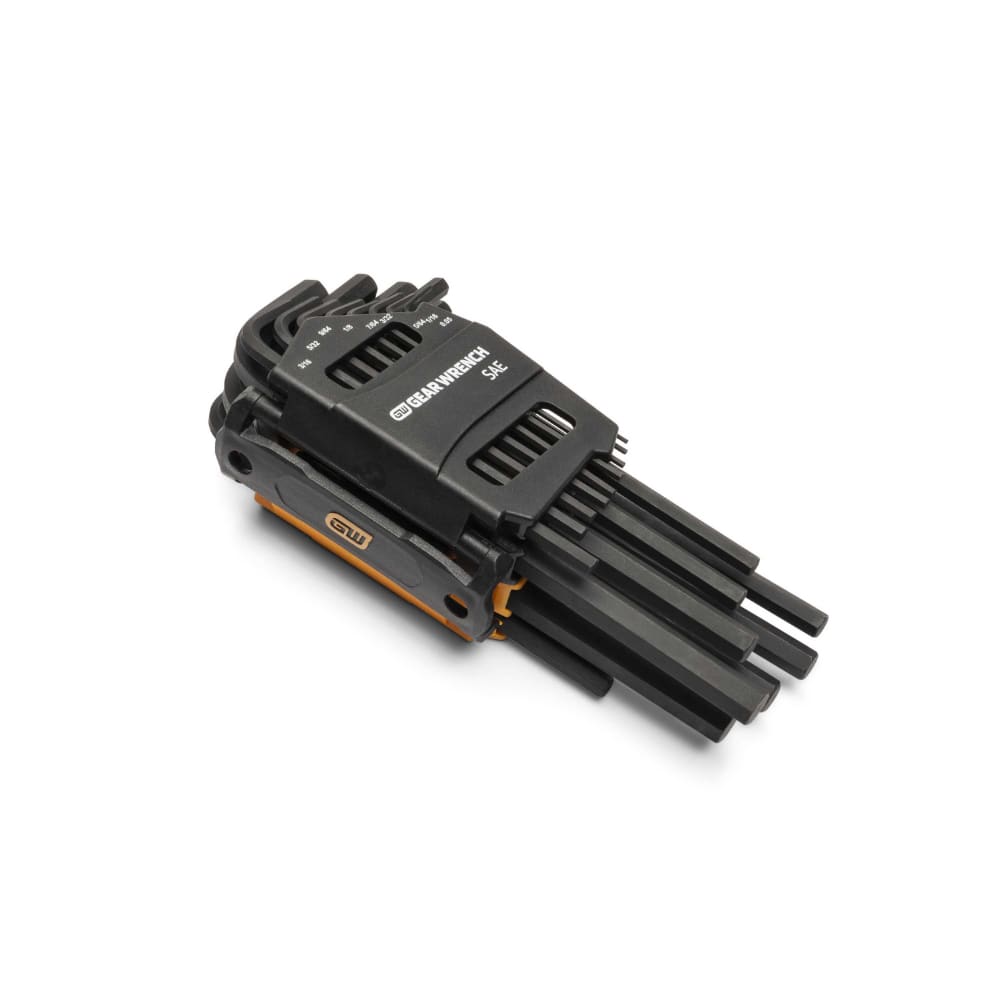 GearWrench 83504 26 Piece Long Arm SAE/Metric Hex Key Set - SAE and Metric, Alloy Steel, Chamfered Edges, Caddy Included - 5