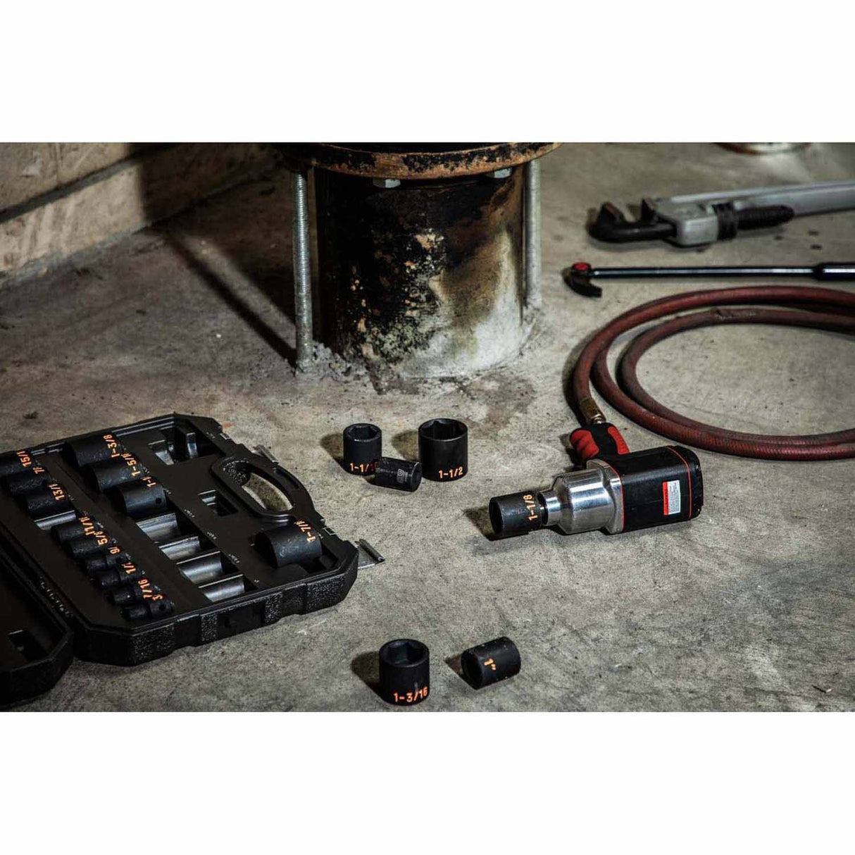 GearWrench 84932H 19 Piece 1/2" Drive 6 Point SAE Hi-Viz Impact Socket Set - 8