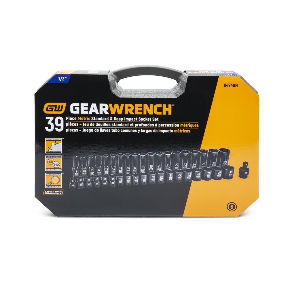 GearWrench 84948N 39 Pc. 1/2" Drive 6 Point Standard & Deep Impact Metric Socket Set - 4