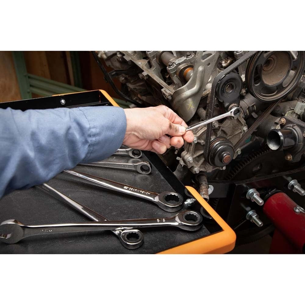 GearWrench 85898 9 Pc. 72-Tooth 12 Point XL X-Beam Ratcheting Combination SAE Wrench Set - 6