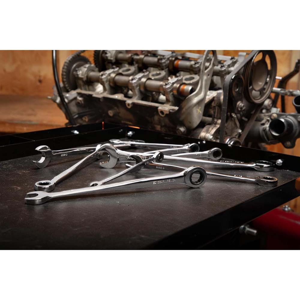 GearWrench 85898 9 Pc. 72-Tooth 12 Point XL X-Beam Ratcheting Combination SAE Wrench Set - 7