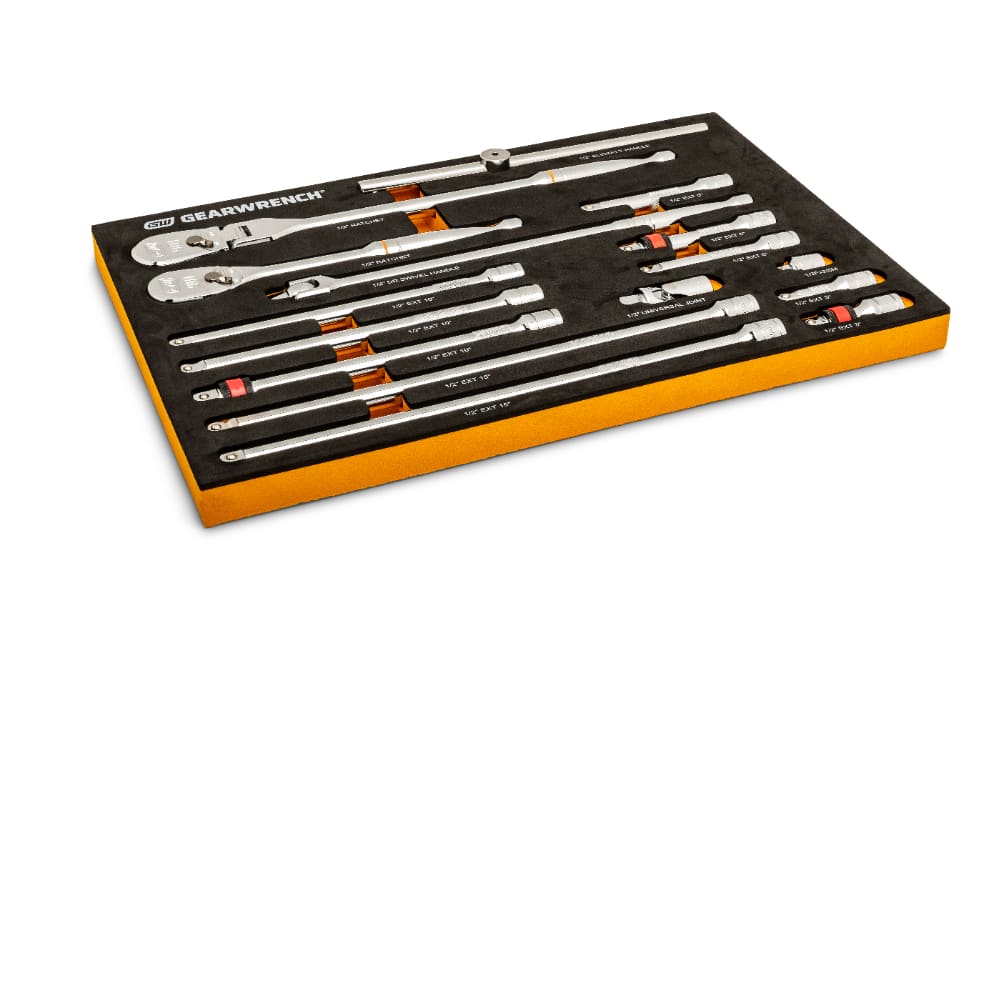 GearWrench 86522 16 Pc. 1/2" 90-Tooth Ratchet & Drive Tool Set with EVA Foam Tray - 6
