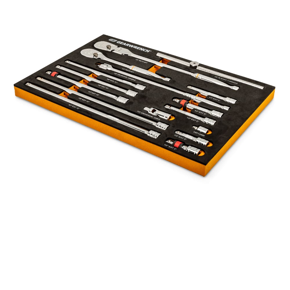 GearWrench 86522 16 Pc. 1/2" 90-Tooth Ratchet & Drive Tool Set with EVA Foam Tray - 7