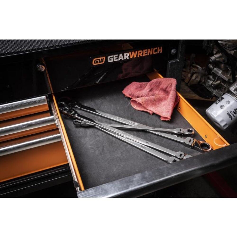 GearWrench 86831 4 Piece 90-Tooth 12 Point SAE GearBox Double Flex Ratcheting Wrench Set - 4