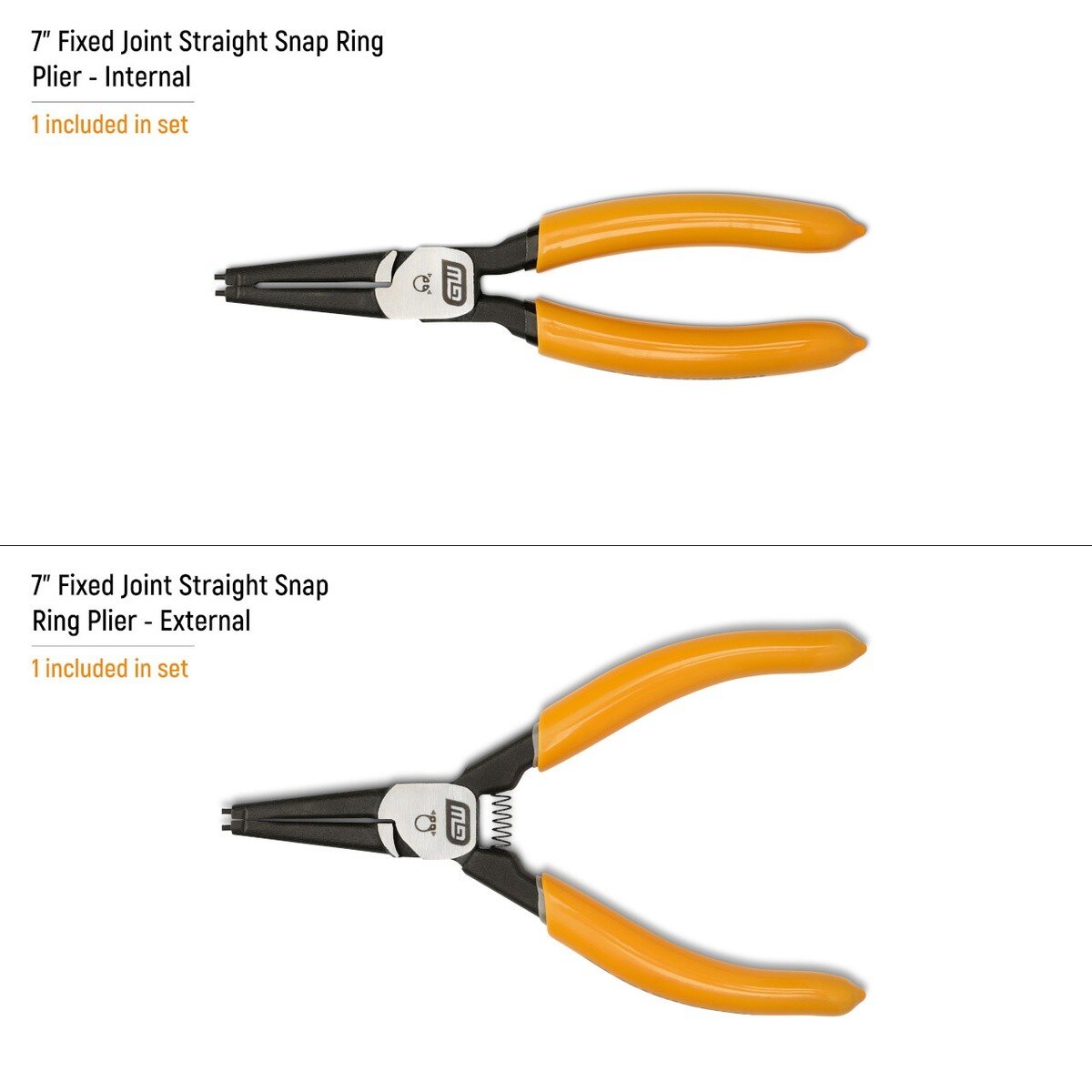 GearWrench 89700 7" Fixed Tip Internal and External Snap Ring Plier Set with Pouch (2 Piece Set) - 2