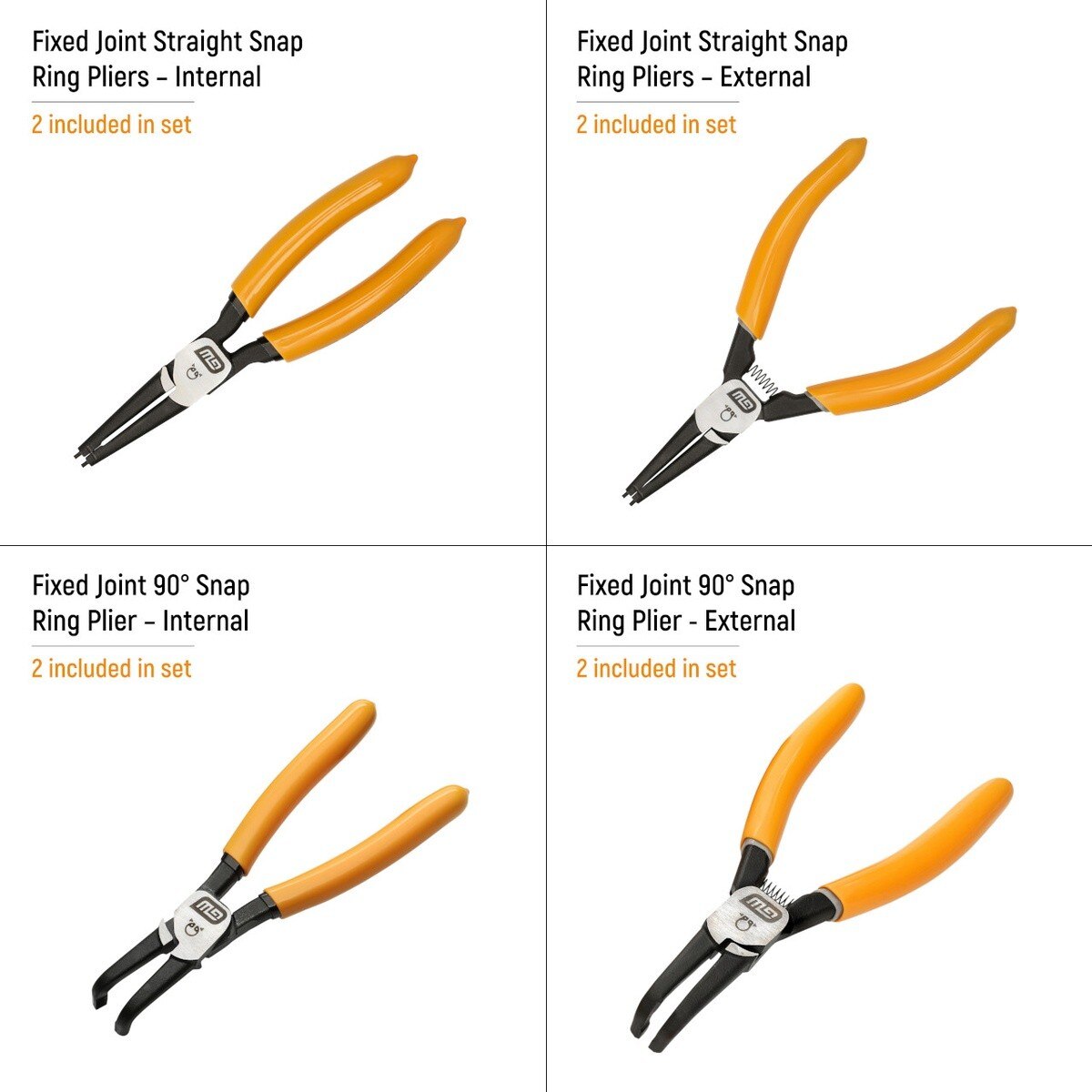 GearWrench 89702 7" and 9" Fixed Tip Internal External Snap Ring Pliers Set with Pouch (8 Piece) - 2