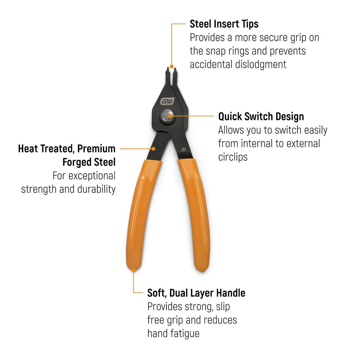GearWrench 89712 Push Button Convertible Snap Ring Pliers Set with Case (4 Piece Set) - 2