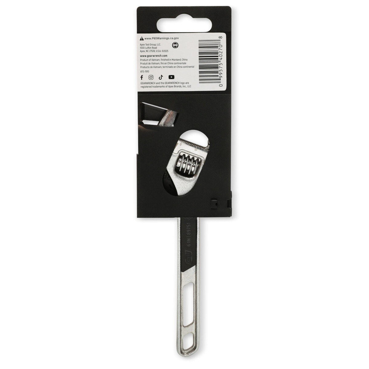 GearWrench 89751 6" Chrome Adjustable Wrench 1" Jaw Capacity - 6