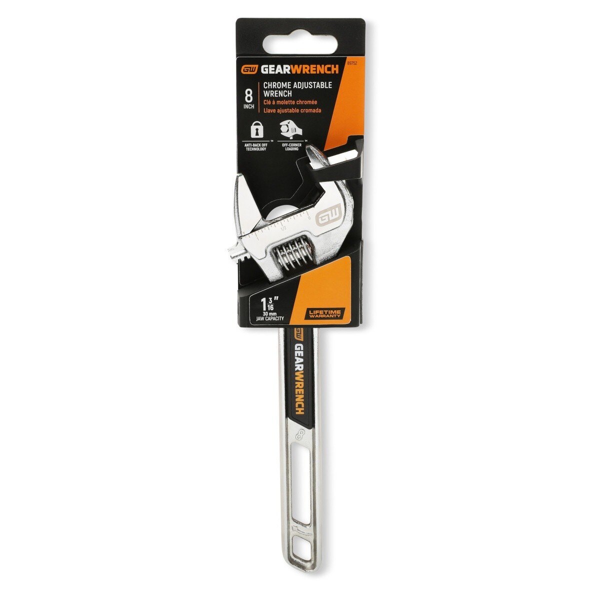 GearWrench 89752 8" Chrome Adjustable Wrench 30mm Jaw Capacity - 5