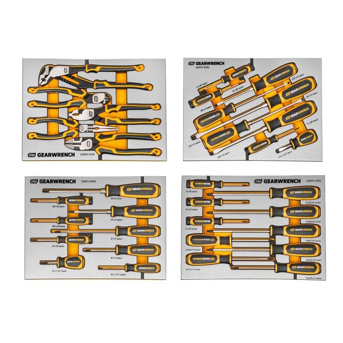 GearWrench GSXMTSKITB Premium Pliers and Screwdrivers Set with Foam Storage Trays (33 Piece)