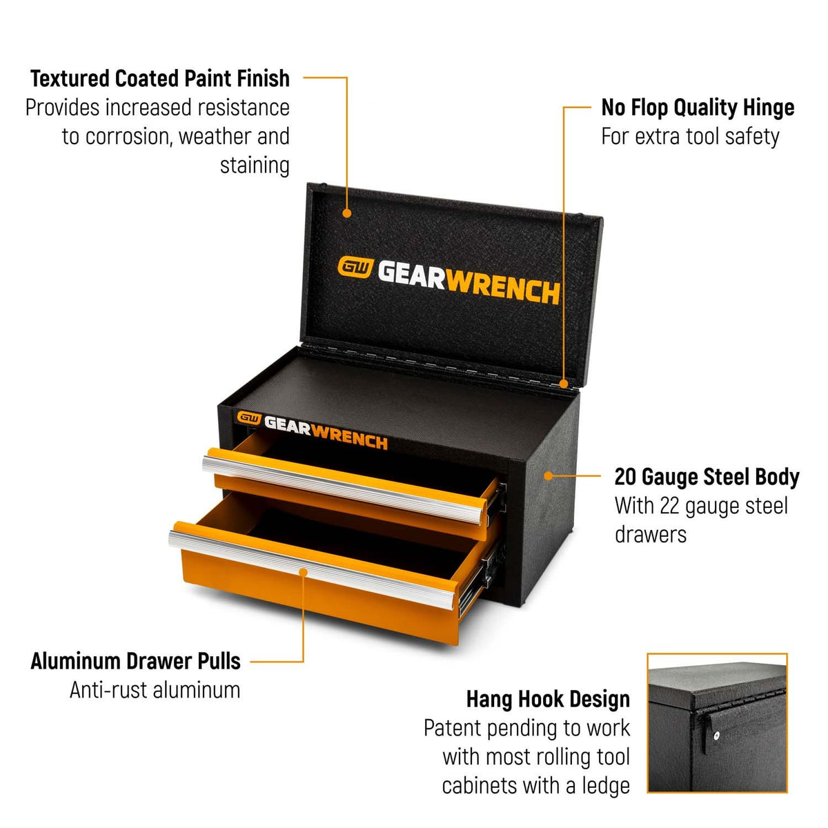 GearWrench GWBXMINIS 11 in. 2 Drawer Steel Mini Toolbox with Patent-Pending Hang Hook - 2