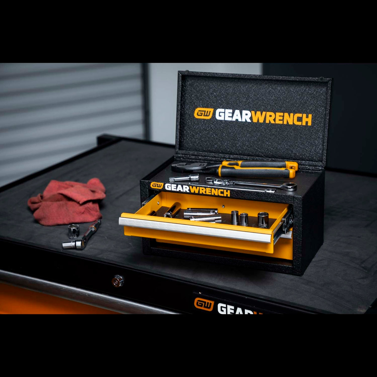 GearWrench GWBXMINIS 11 in. 2 Drawer Steel Mini Toolbox with Patent-Pending Hang Hook - 7