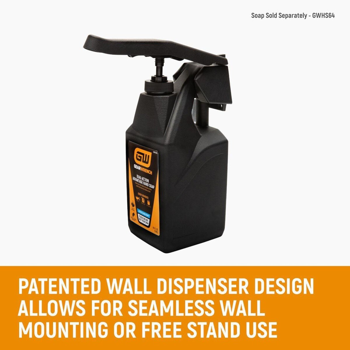 GearWrench GWDHS Wall Dispenser for 64 oz Hand Soap Bottle Mountable or Freestanding - 3