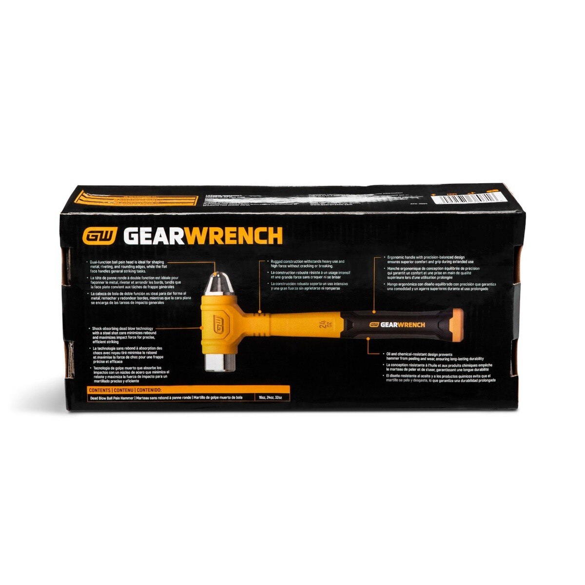 GearWrench GWH3PCDBBP Dead Blow Ball Pein Hammer Set with Steel Shot Core (3 Piece Set) - 8