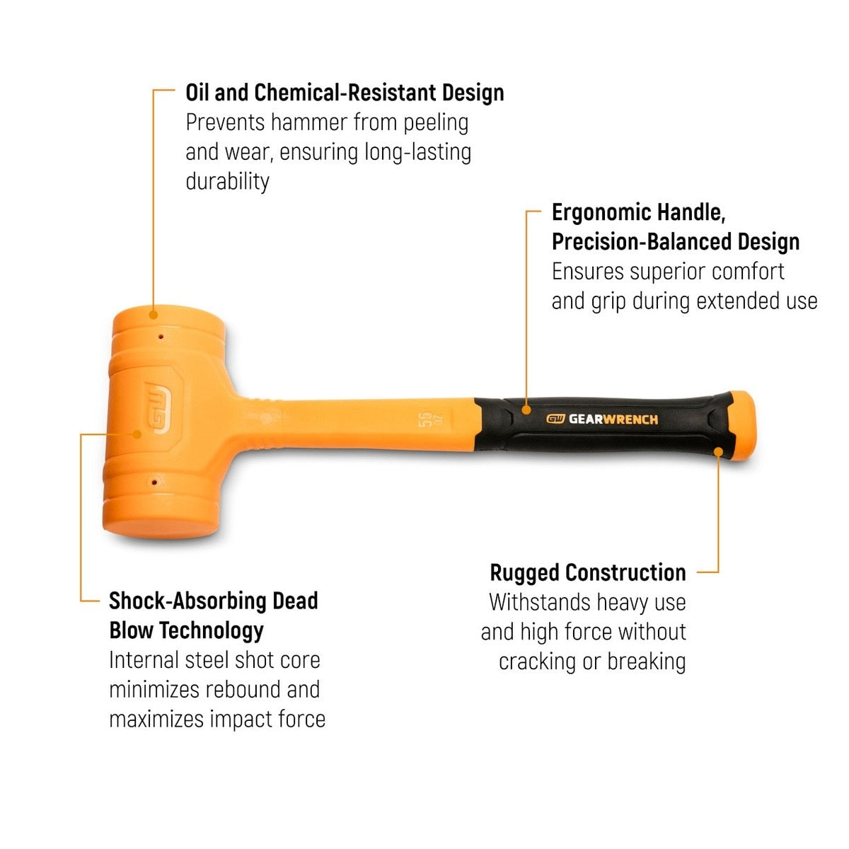 GearWrench GWHDB12 12 oz Dead Blow Hammer with Steel Shot Core - 2