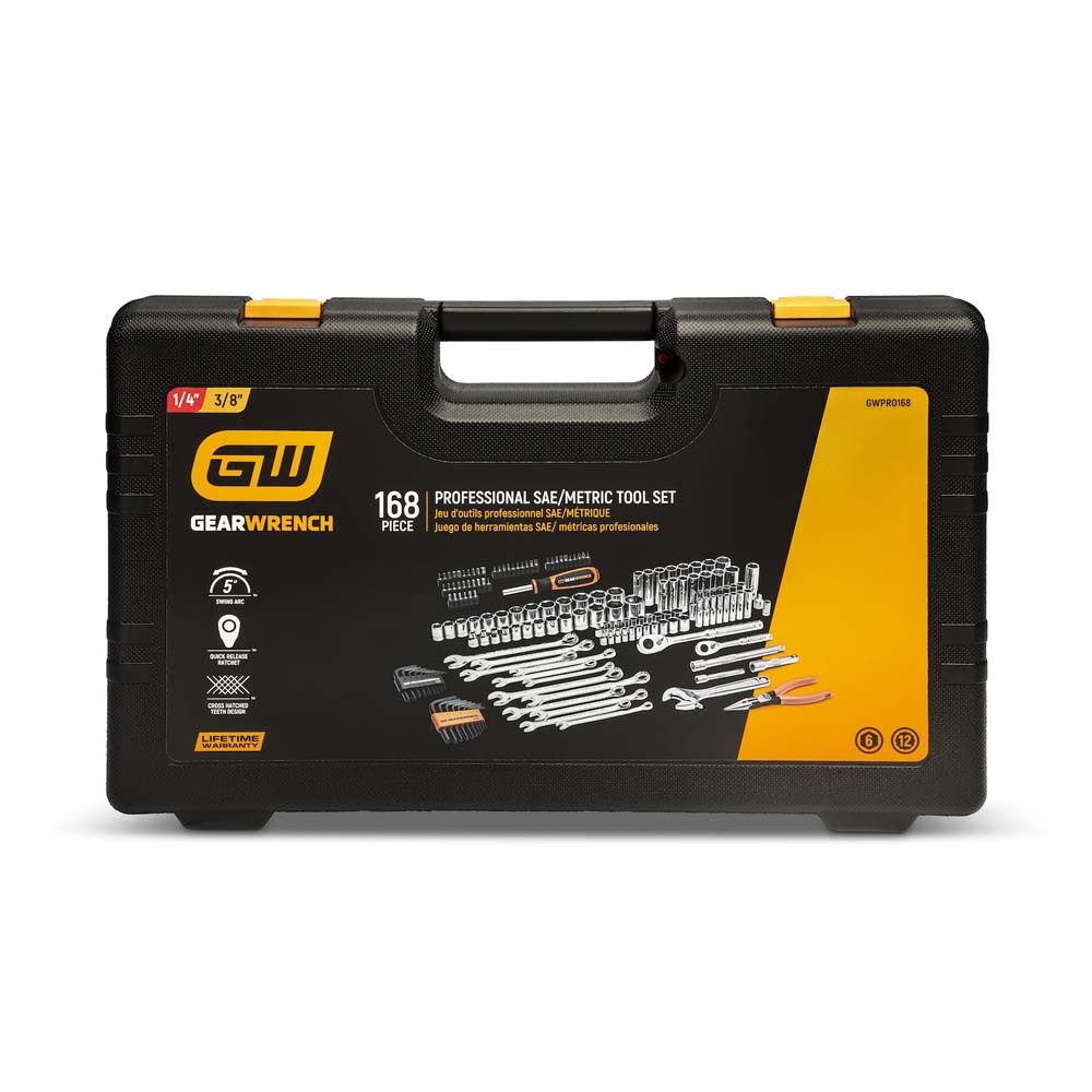 GearWrench GWPRO168 168 Piece 1/4" & 3/8" Drive 72-Tooth 6 Point Professional Tool Set - 4