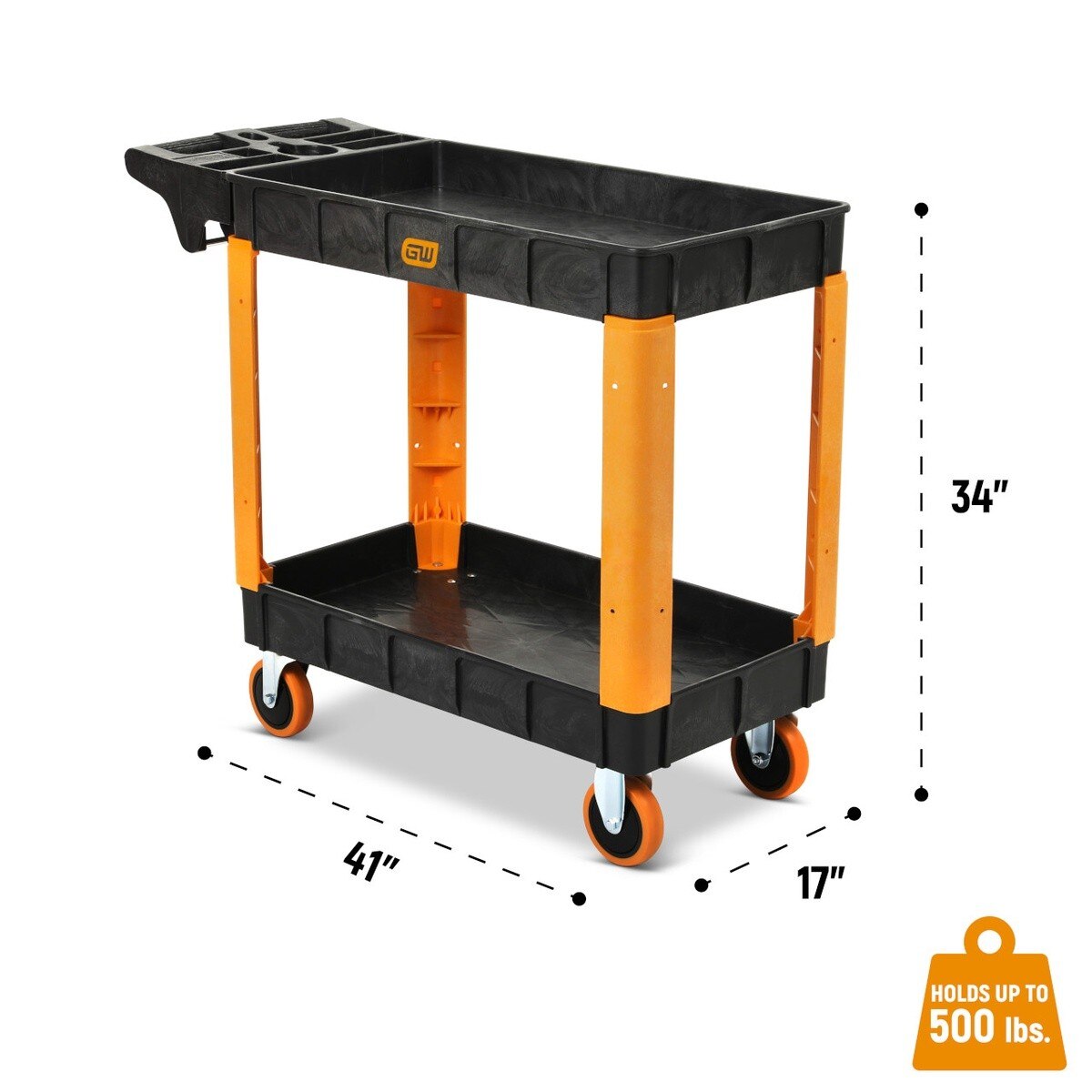 GearWrench GWPSCS 40" 2-Shelf Heavy Duty Utility Cart with Locking Casters - 3