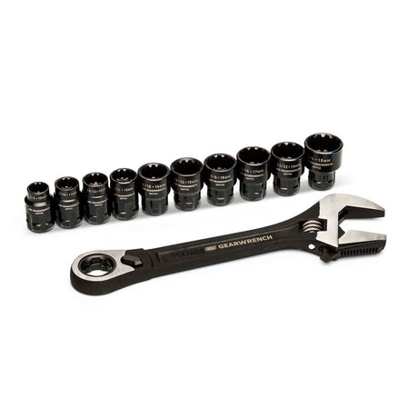 GearWrench GWPTAW8 11 Piece Pass-Thru Adjustable Wrench Set
