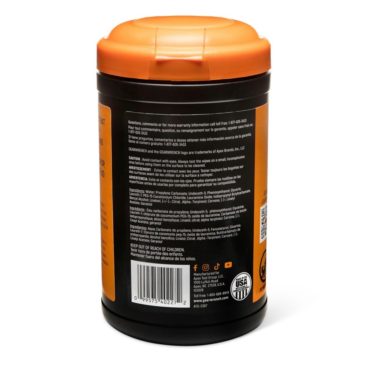 GearWrench GWWIPE72 Dual-Textured Heavy Duty Scrubbing Wipes with Citrus Scent (72 Count) - 2