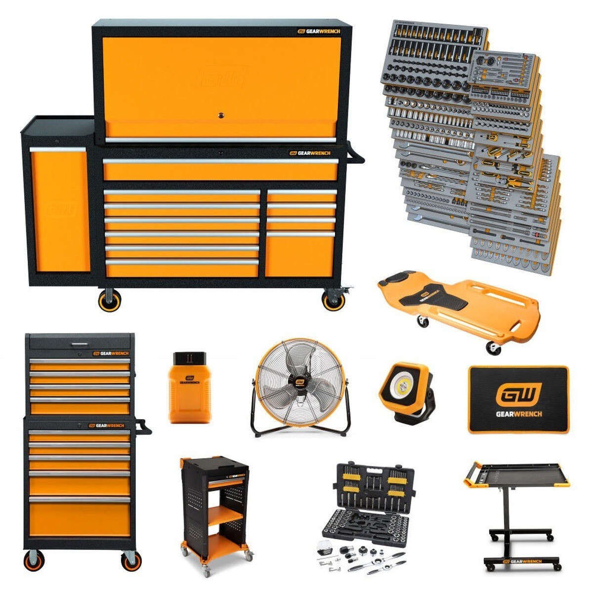 GearWrench MEGAMOD1331 MEGAMOD Mechanics Tool Set with Modular Foam Trays, Storage Units and Shop Equipment (1331 Piece)