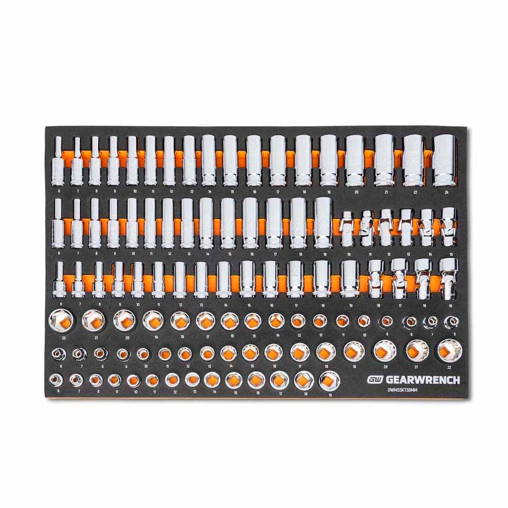 GearWrench MEGAMOD358 358 Piece MEGAMOD Metric Mechanics Tool Set in Modular Foam Trays with Rolling Cabinet - 4