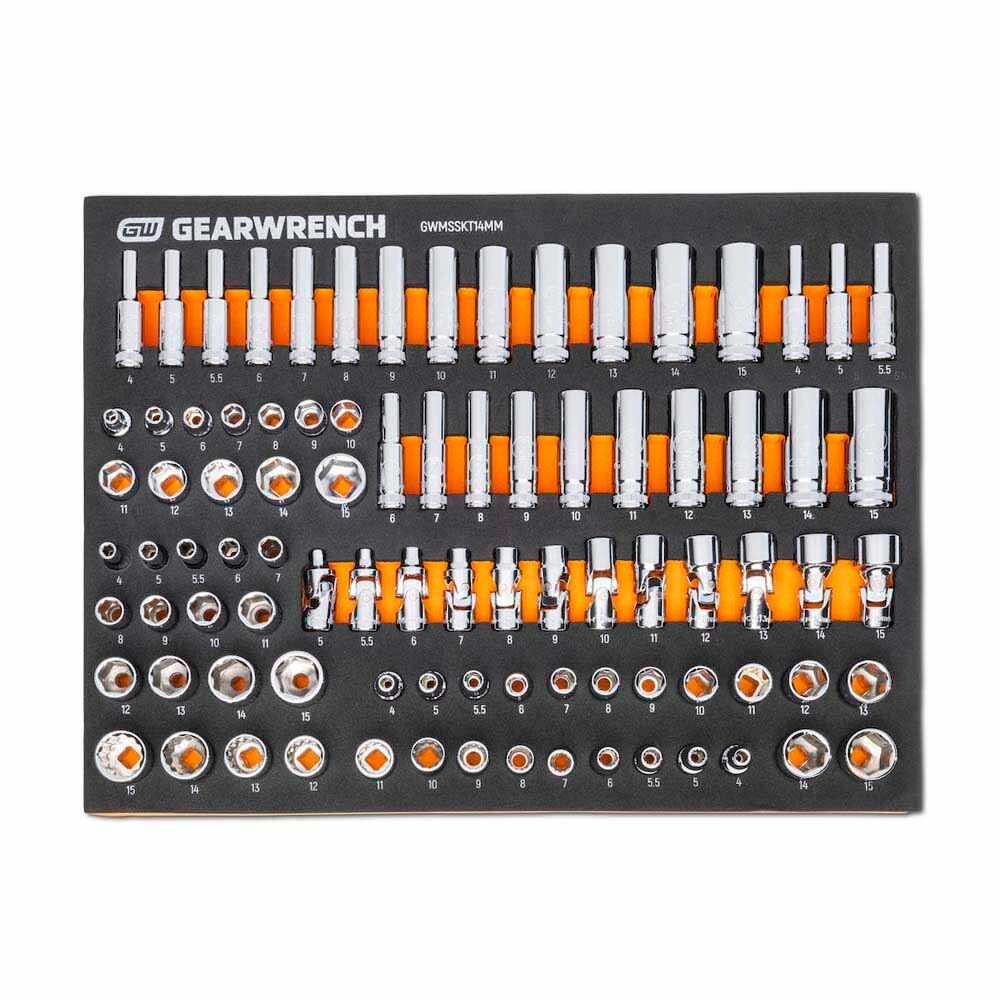 GearWrench MEGAMOD358 358 Piece MEGAMOD Metric Mechanics Tool Set in Modular Foam Trays with Rolling Cabinet - 5