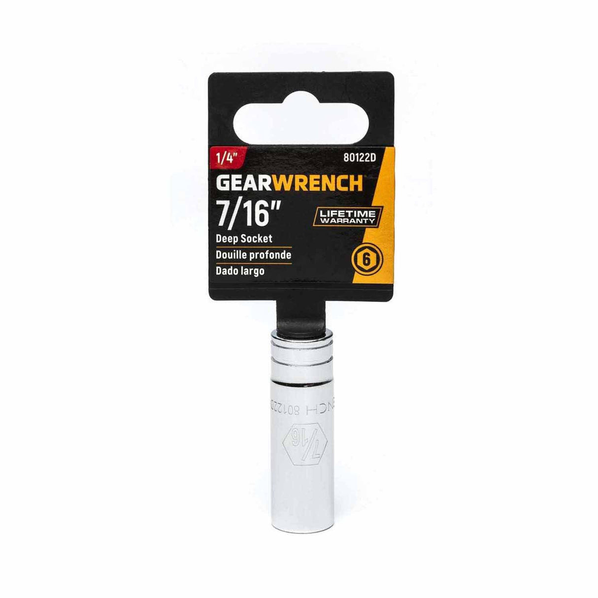 Gearwrench 80122D 1/4" Drive 6 Point Deep SAE Socket 7/16" - 2