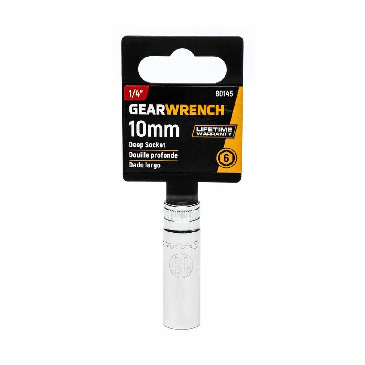 Gearwrench 80145 1/4" Drive 6 Point Deep Metric Socket 10mm - 2