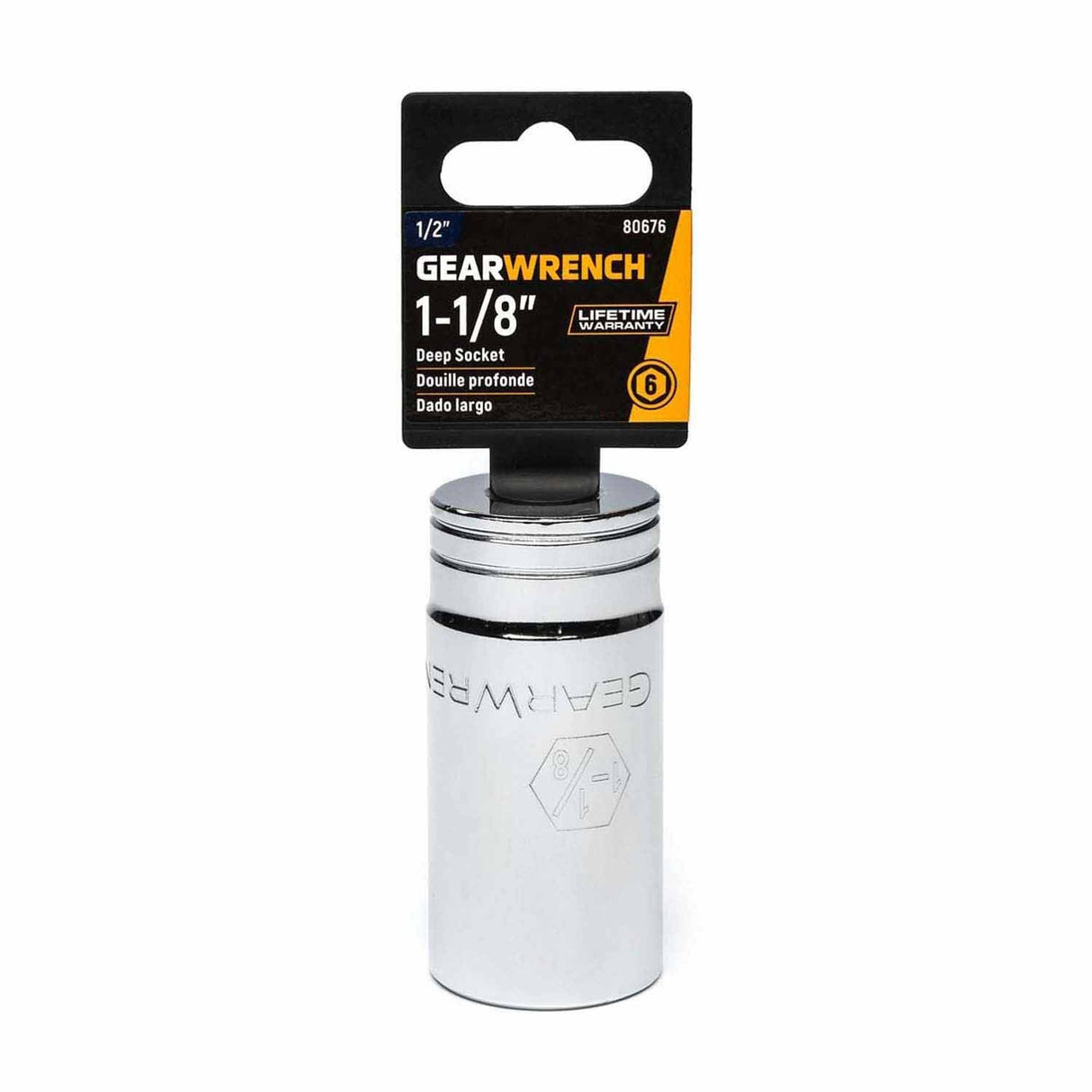 Gearwrench 80676 1/2" Drive 6 Point Deep SAE Socket 1-1/8" - 2
