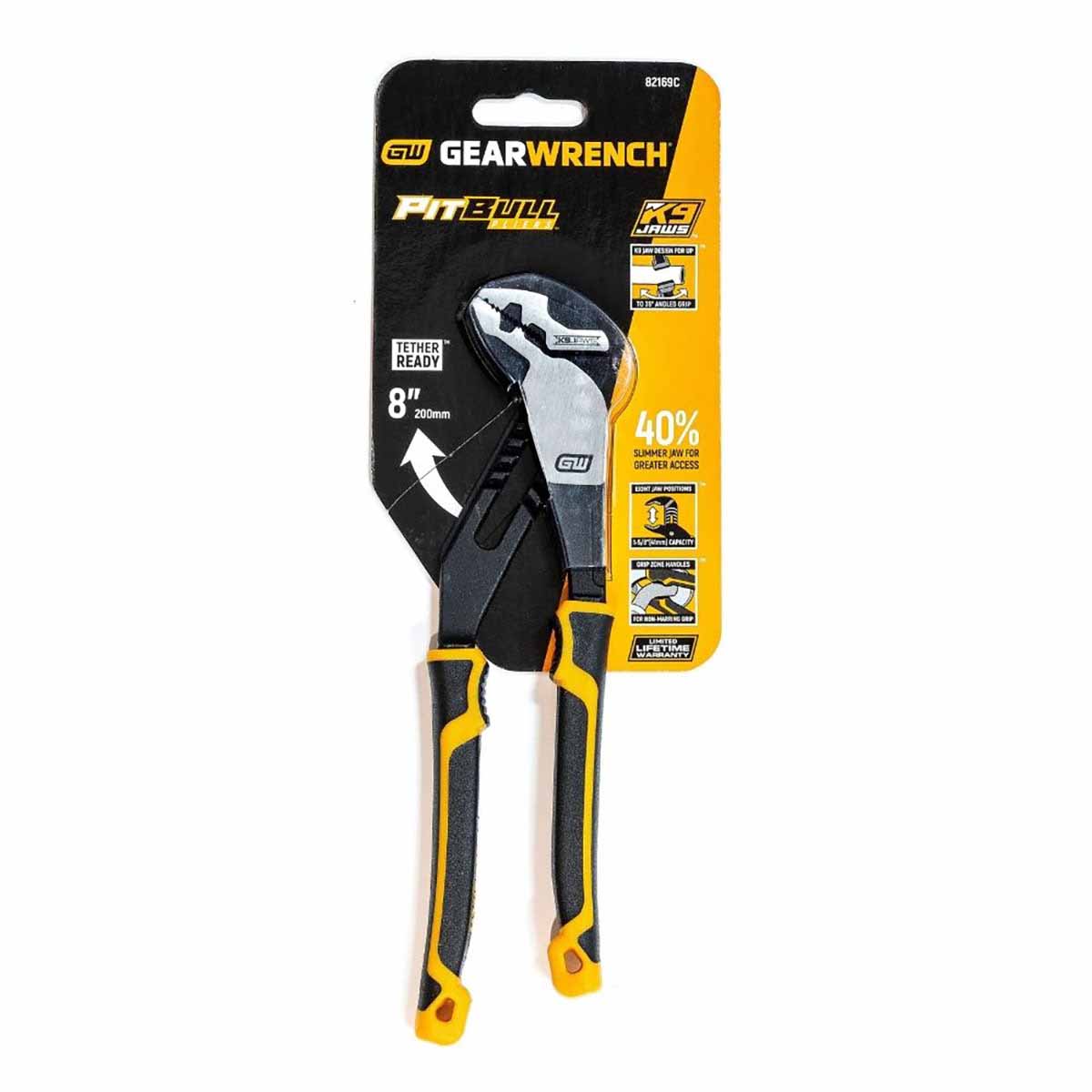 GearWrench 82169C 8" Pitbull K9 Straight Jaw Dual Material Tongue and Groove Pliers - 2