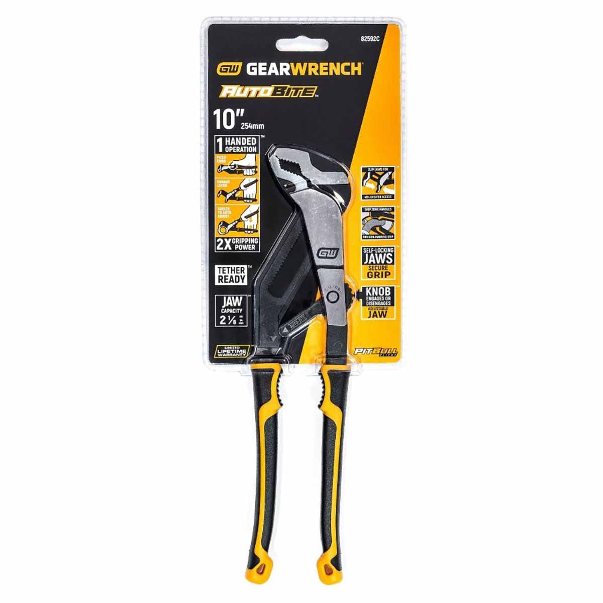 GearWrench 82592C 10" Pitbull Auto-Bite Tongue & Groove Dual Material Pliers - 2