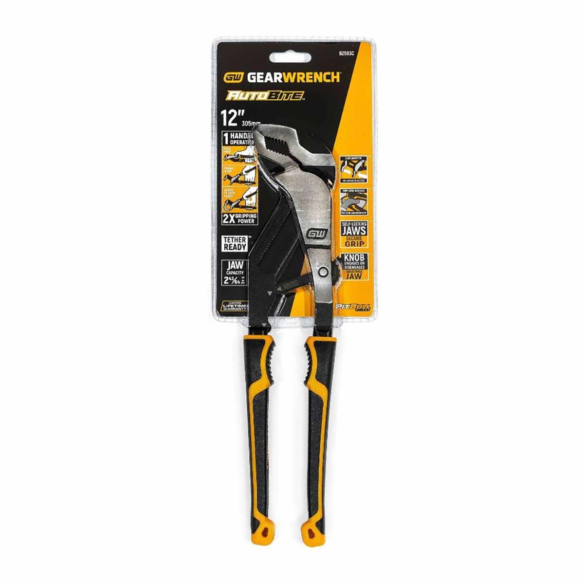 GearWrench 82593C 12" Pitbull Auto-Bite Tongue & Groove Dual Material Pliers - 2