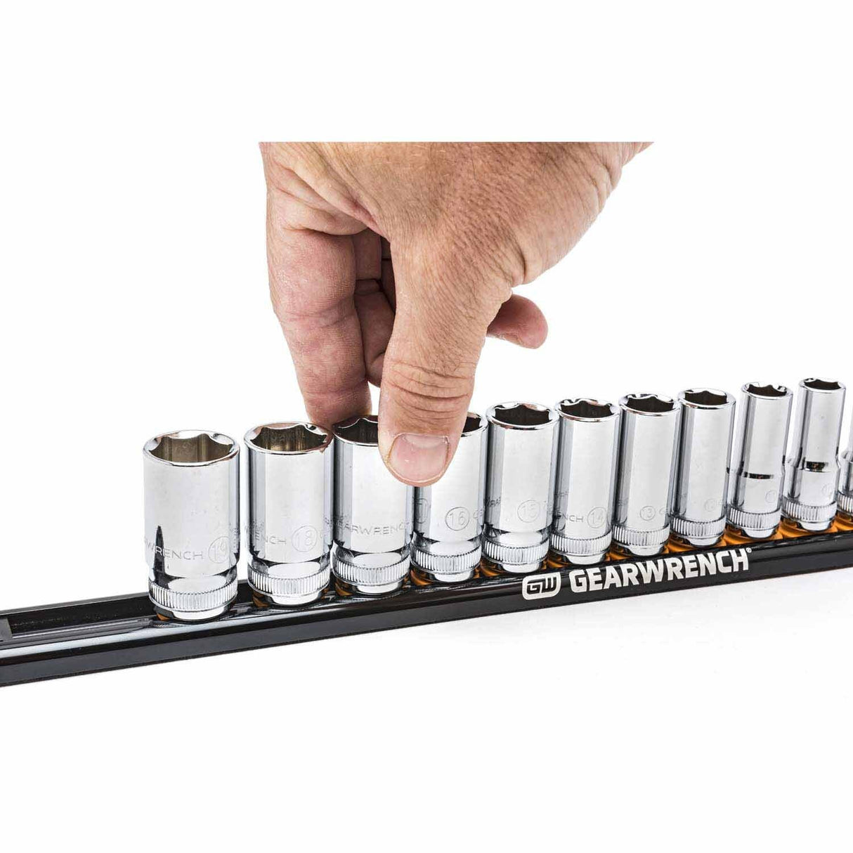 Gearwrench 83127 3/8" Drive Magnetic Socket Rail Includes 14 Clips - 5