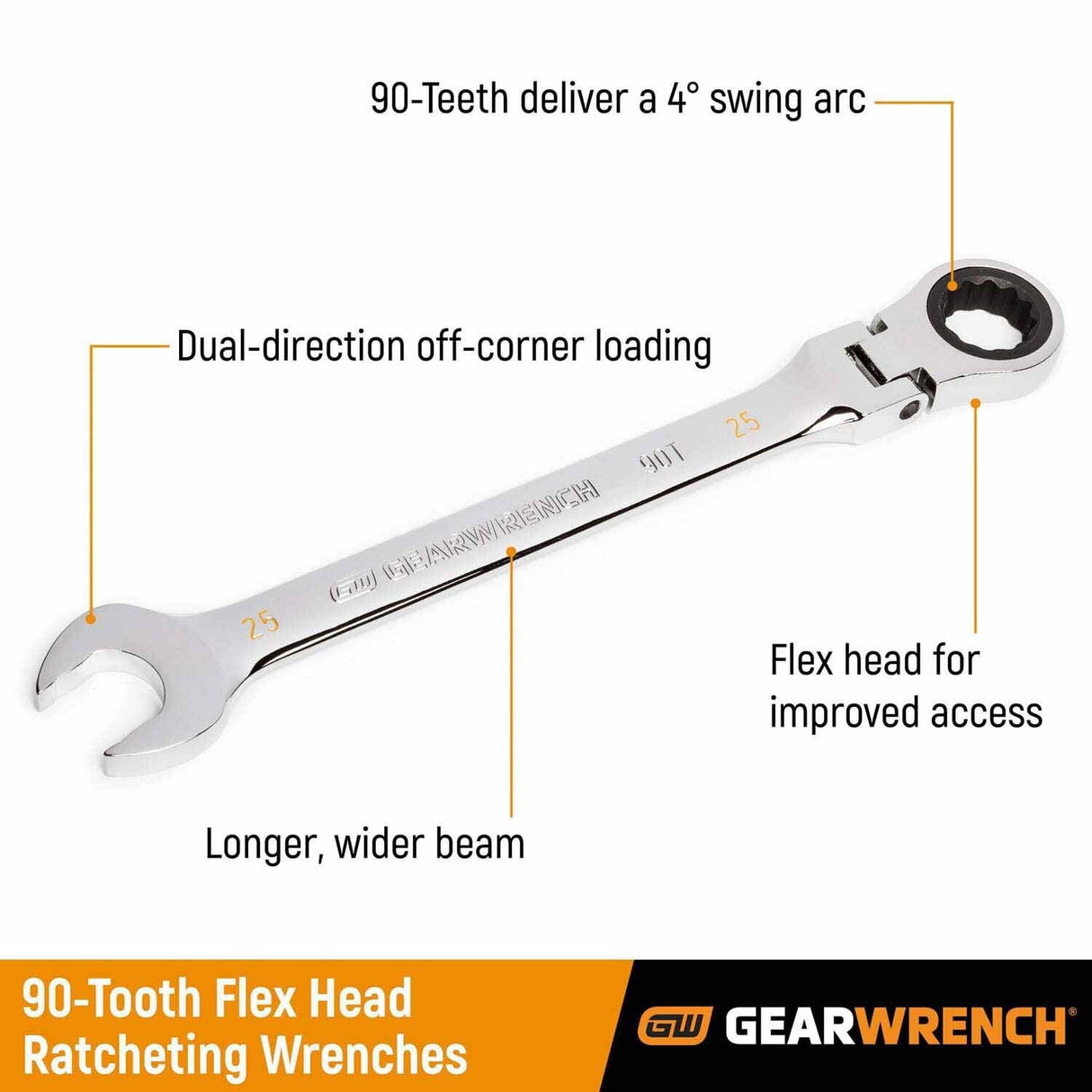 Gearwrench 86710 10mm 90-Tooth 12 Point Flex Head Ratcheting Combination Wrench - 2
