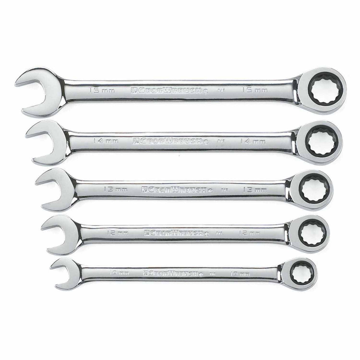 Gearwrench 93004D 5 Pc. 72-Tooth 12 Point Ratcheting Combination Metric Wrench Set