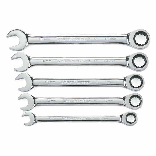Gearwrench 93004D 5 Pc. 72-Tooth 12 Point Ratcheting Combination Metric Wrench Set