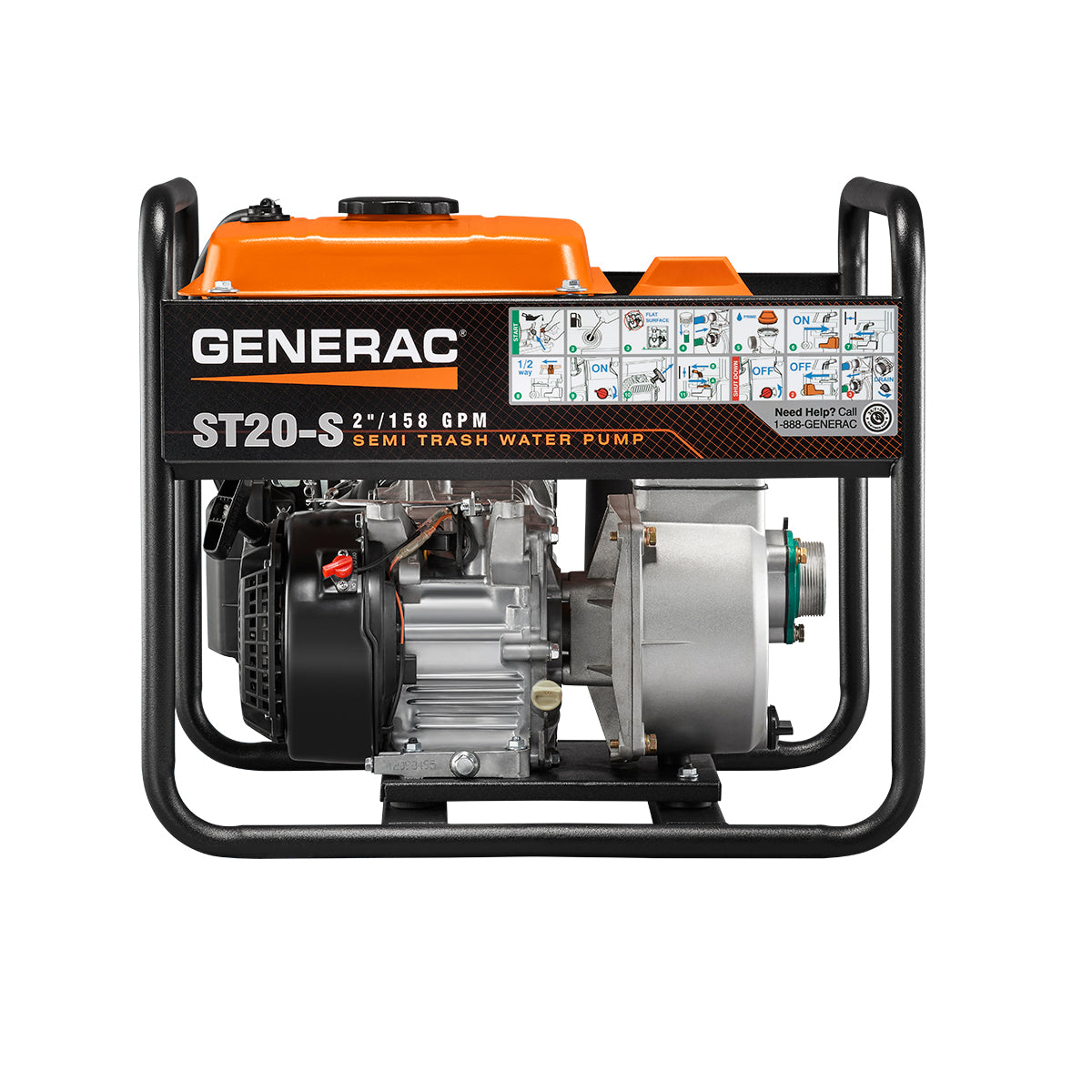 Generac 6919 ST20-S 2" Semi-Trash Water Pump - 3