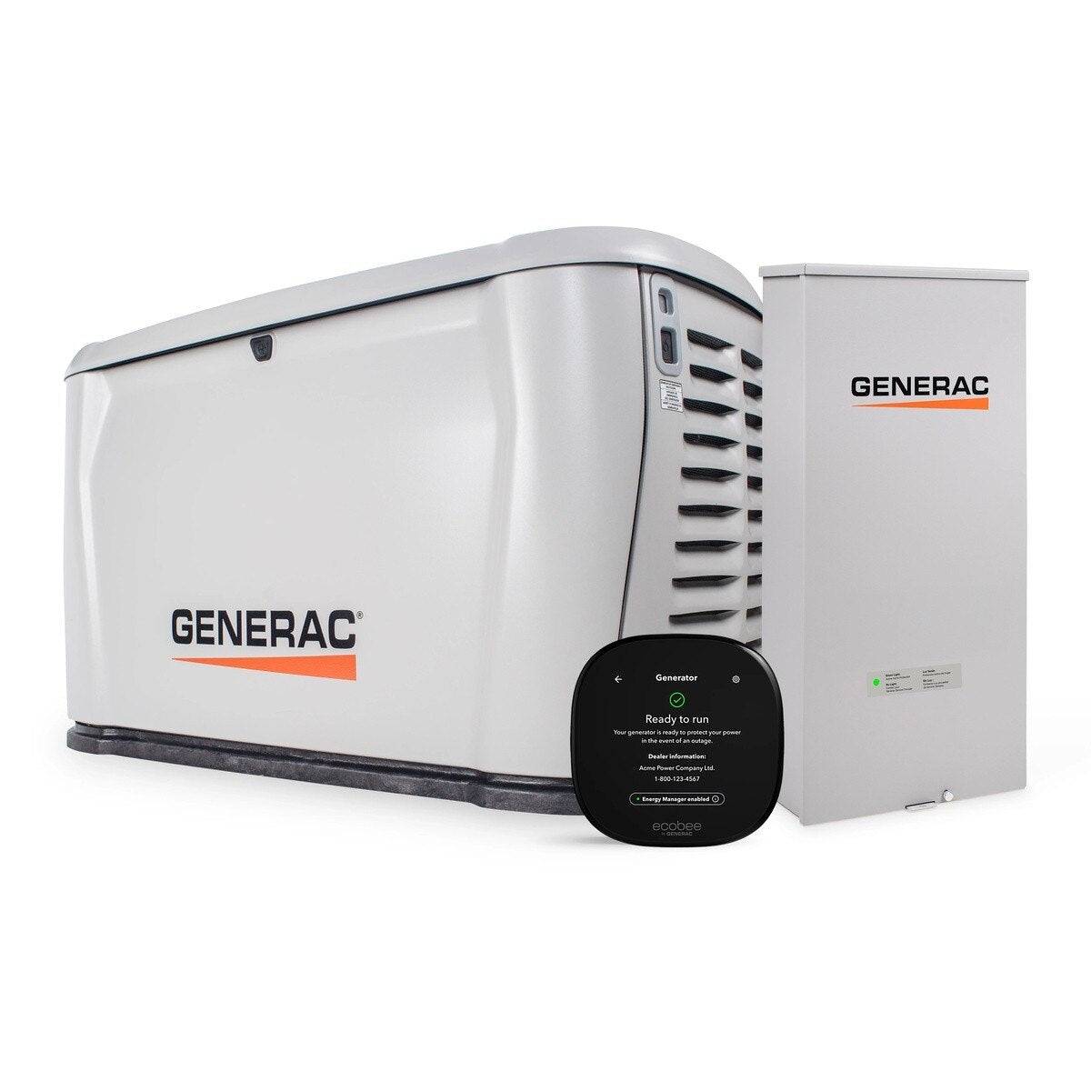 Generac 7329 28 kW Air Cooled Automatic Standby Generator 240V with 200A Transfer Switch and ecobee Smart Thermostat with Cellular Connectivity 46.4 x 26.3 x 30.7" - 2