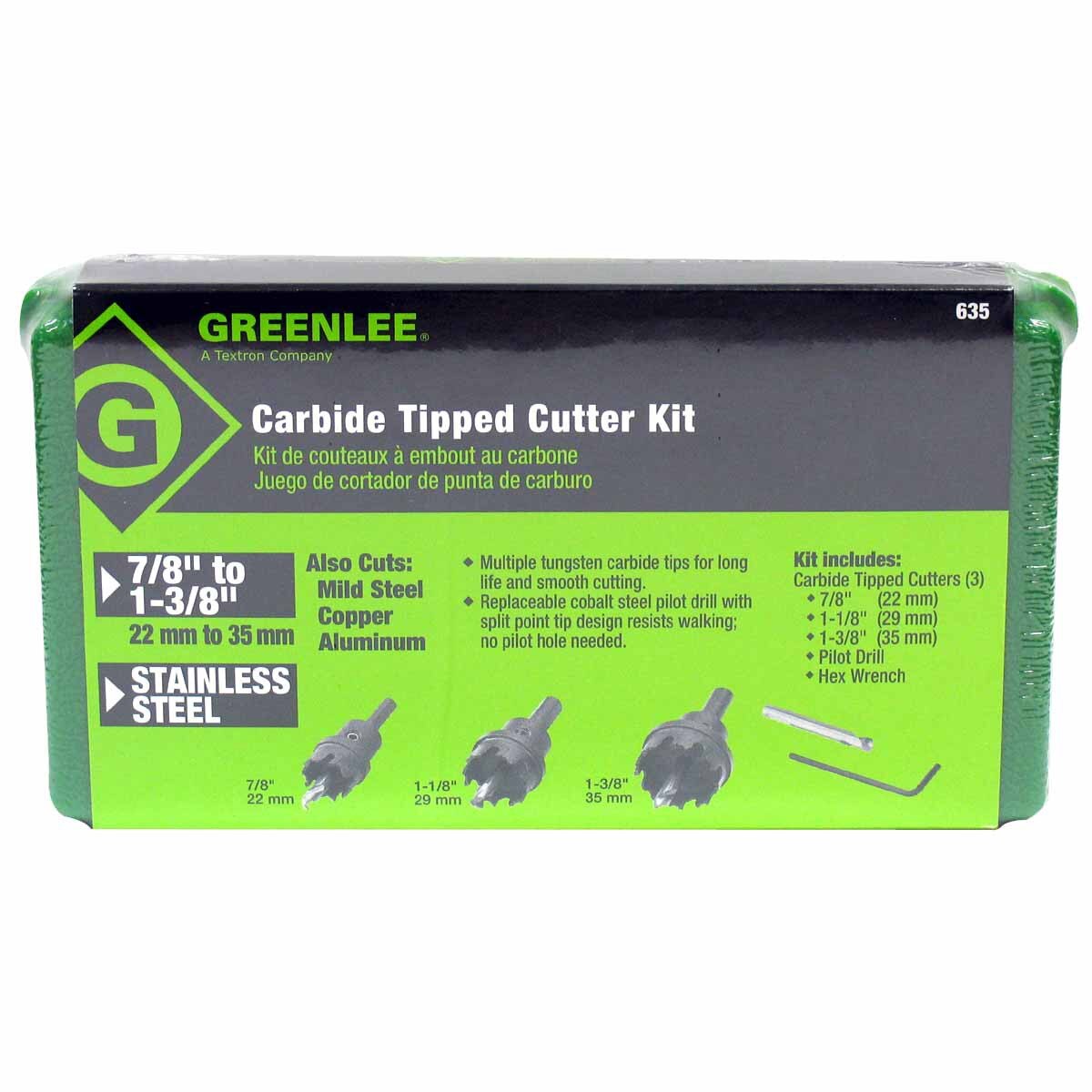 Greenlee 635 Carbide-Tipped Hole Cutter Kit 635 - 3