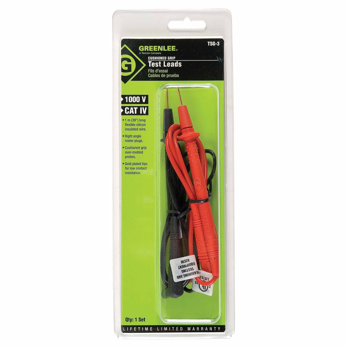 Greenlee TSG-3 1000V 10 Amp 39" Sure-Grip Insulated Test Lead Set - 2