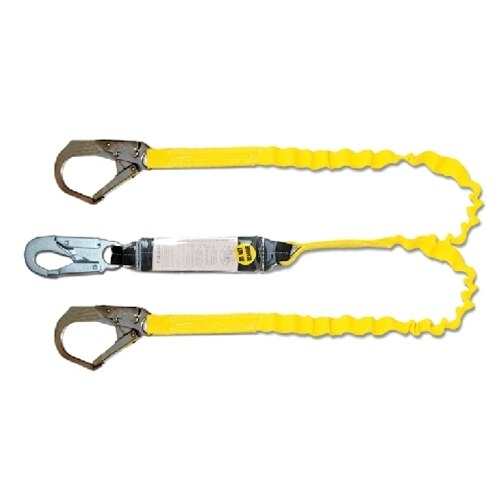 Guardian 11903 6' Tiger Tail Double Leg Stretch Lanyard With Rebar Hooks